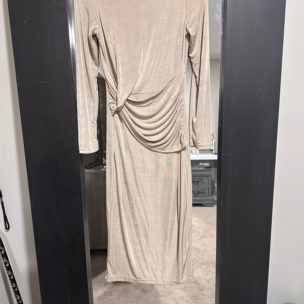 Elegant Cream Long Sleeve Dress